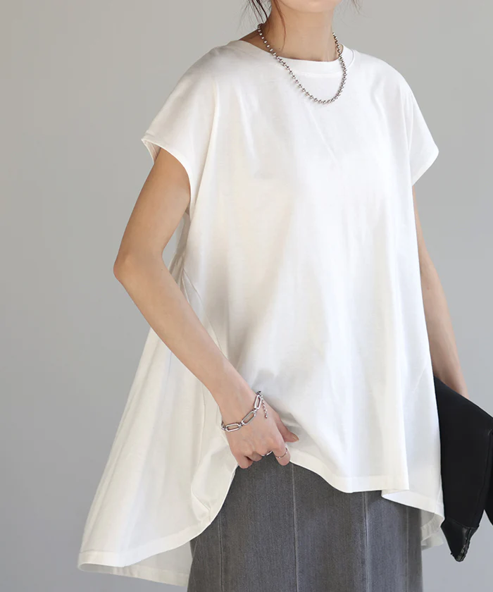 【夏セール】 Tシャツ 汗染み防止 綿100% レディース 半袖 バックギャザー フリル ロング フレンチスリーブ フレア 無地 体型カバー お尻が隠れる チュニック レイヤード Uネック クルーネック 重ね着 カットソー 大きいサイズ 汗 真夏 黄色 黒 春 夏 HUG.U メール便 - Image 31