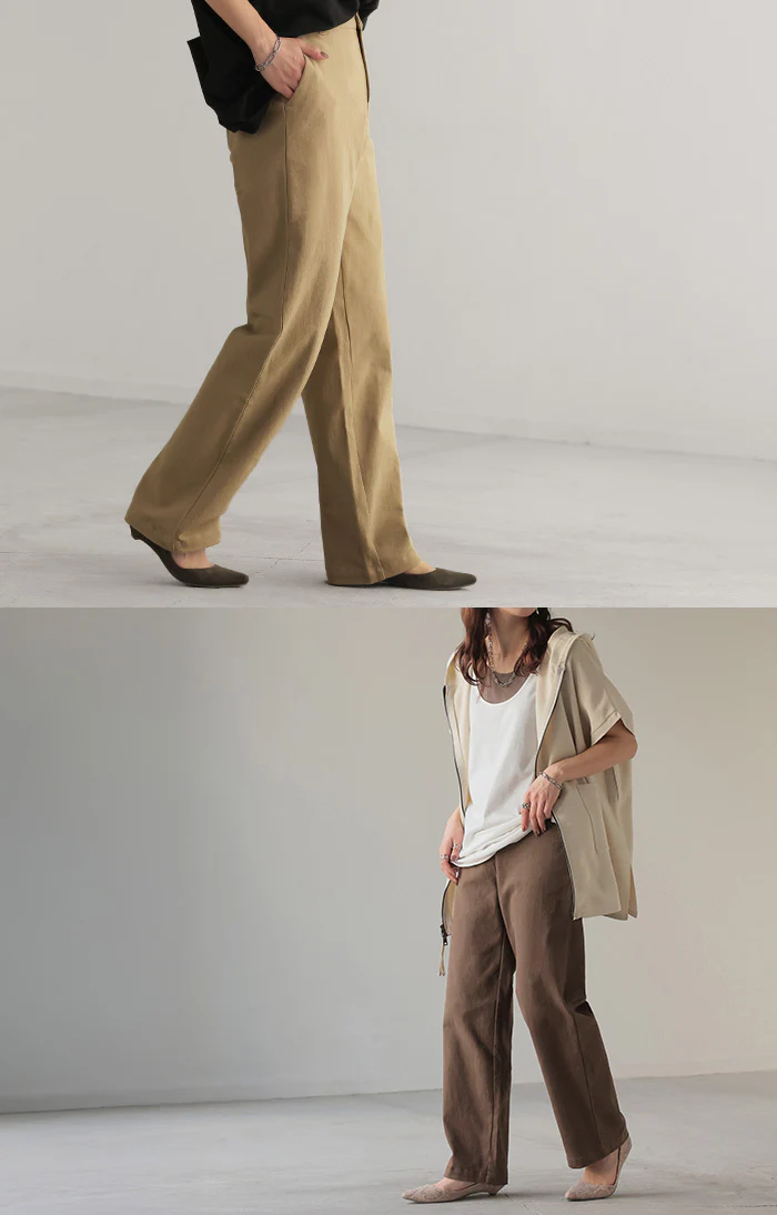 パンツ 選べる テーパード ストレート レディース テーパードパンツ ワイド ワイドパンツ ロング ロングパンツ 体型カバー 無地 ボトムス ボトム ストレート ゆったり ハイウエスト ストレッチ 美脚 大きいサイズ 黒 ベージュ 春 夏 HUG.U - Image 18