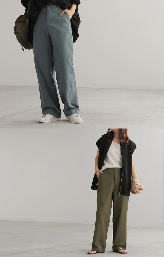 パンツ 選べる テーパード ストレート レディース テーパードパンツ ワイド ワイドパンツ ロング ロングパンツ 体型カバー 無地 ボトムス ボトム ストレート ゆったり ハイウエスト ストレッチ 美脚 大きいサイズ 黒 ベージュ 春 夏 HUG.U - Image 21