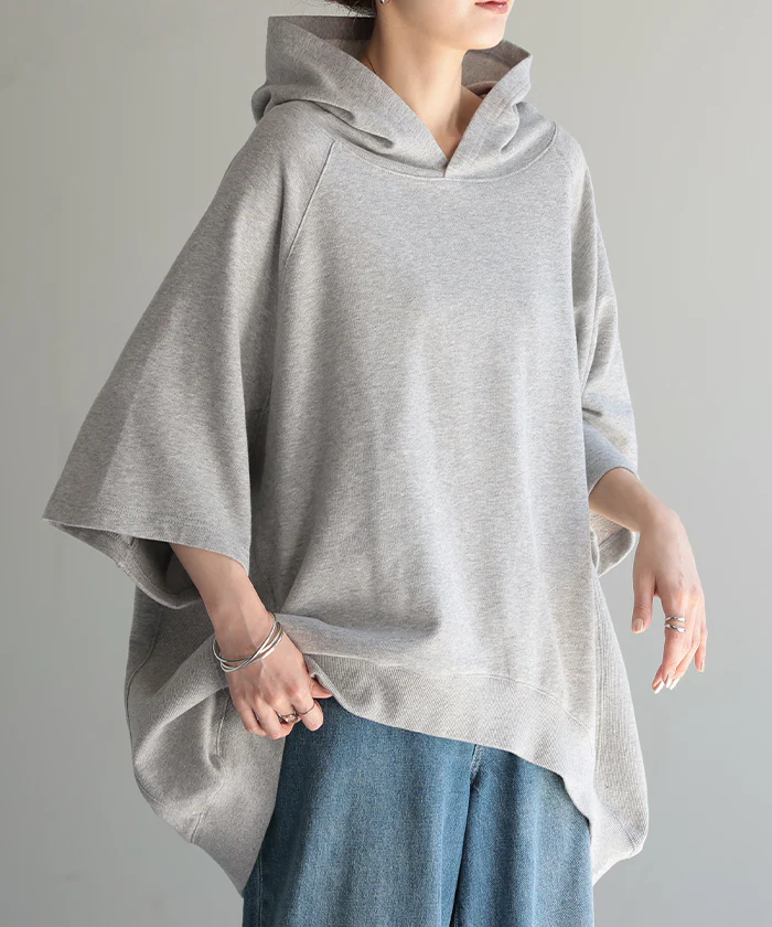 パーカー 綿100％ 半袖 レディース トップス Tシャツ 無地 ロング 体型カバー 裏パイル 裏毛 コットン オーバーサイズ 七分袖 プルオーバー 二の腕カバー お尻が隠れる チュニック カットソー トレーナー フード 大きいサイズ 白 グリーン 春 夏 HUG.U - Image 30