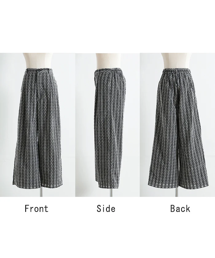 パンツ 刺繍 ワイド 綿100% レディース ロング ワイドパンツ 太い ガウチョ ガウチョパンツ ズボン ハイウエスト カットワークレース 裏地 ウエストゴム タックパンツ コットン100% 総柄 レース ボトムス 体型カバー 大きいサイズ 黒 春 夏 HUG.U - Image 23