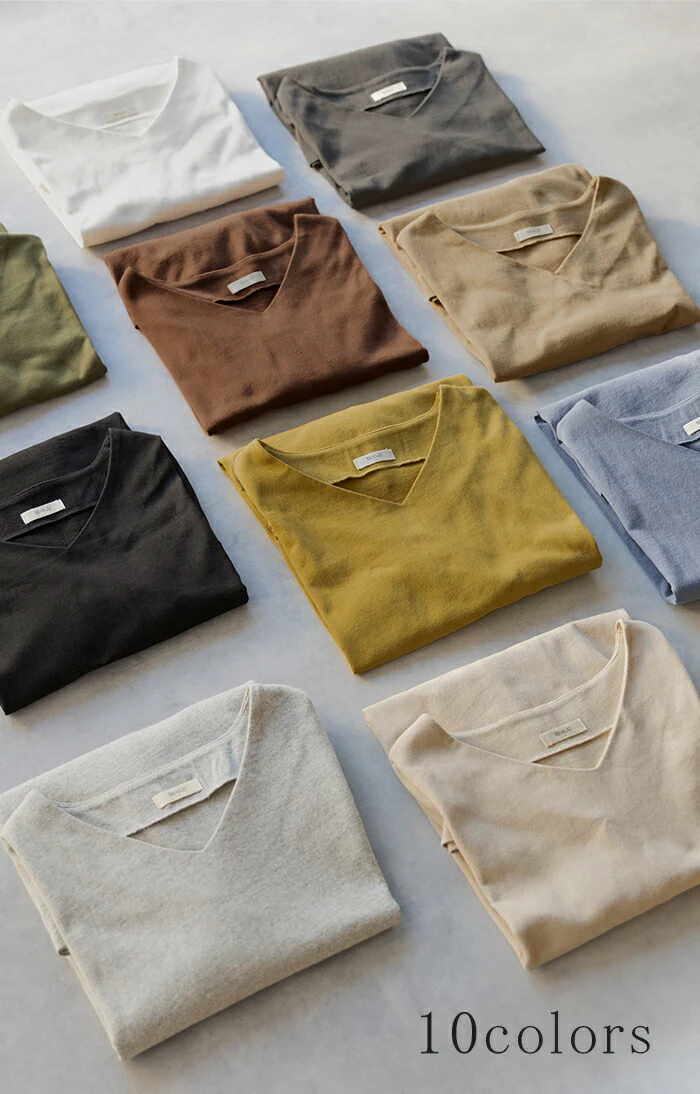 ロンT 選べる Uネック Vネック 綿100% レディース トップス カットソー ティーシャツ 無地 長袖 Tシャツ ロング チュニック ビッグ ゆったり ドルマン 大きいサイズ 体型カバー お尻が隠れる きれいめ ベーシック 黒 白 秋 冬 HUG.U メール便 - Image 12