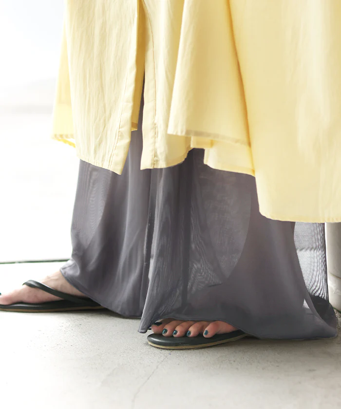 ペチパンツ メッシュ 綿 レディース レイヤード ペチコート ワイド パンツ 無地 コットン シアー 切り替え ズボン フレア メッシュパンツ 裾パンツ ボトムス 体型カバー ウエストゴム ロング インナー 肌隠し 重ね着 大きいサイズ 白 黒 春 夏 HUG.U メール便 - Image 30