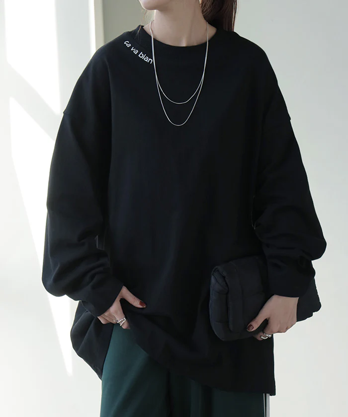 ロンT プリント レディース カットソー 長袖 Tシャツ 綿100 ロング ロゴ ロゴT バックプリント チュニック 大きいサイズ きれいめ ゆる トップス Uネック 長い ティーシャツ 体型カバー フォトプリント おしゃれ お尻が隠れる 黒 白 春 夏 HUG.U - Image 30