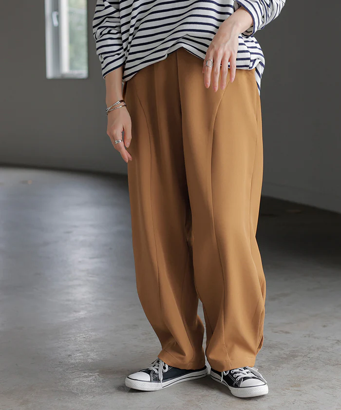 パンツ ワイド カーブパンツ レディース ■一部7月中旬入荷 タック タックパンツ テーパード ワイドパンツ ロング ロングパンツ 体型カバー ボトムス ボトム ストレート ズボン ゆったり コクーン ハイウエスト ストレッチ 美脚 大きいサイズ 黒 カーキ 春 夏 HUG.U - Image 30