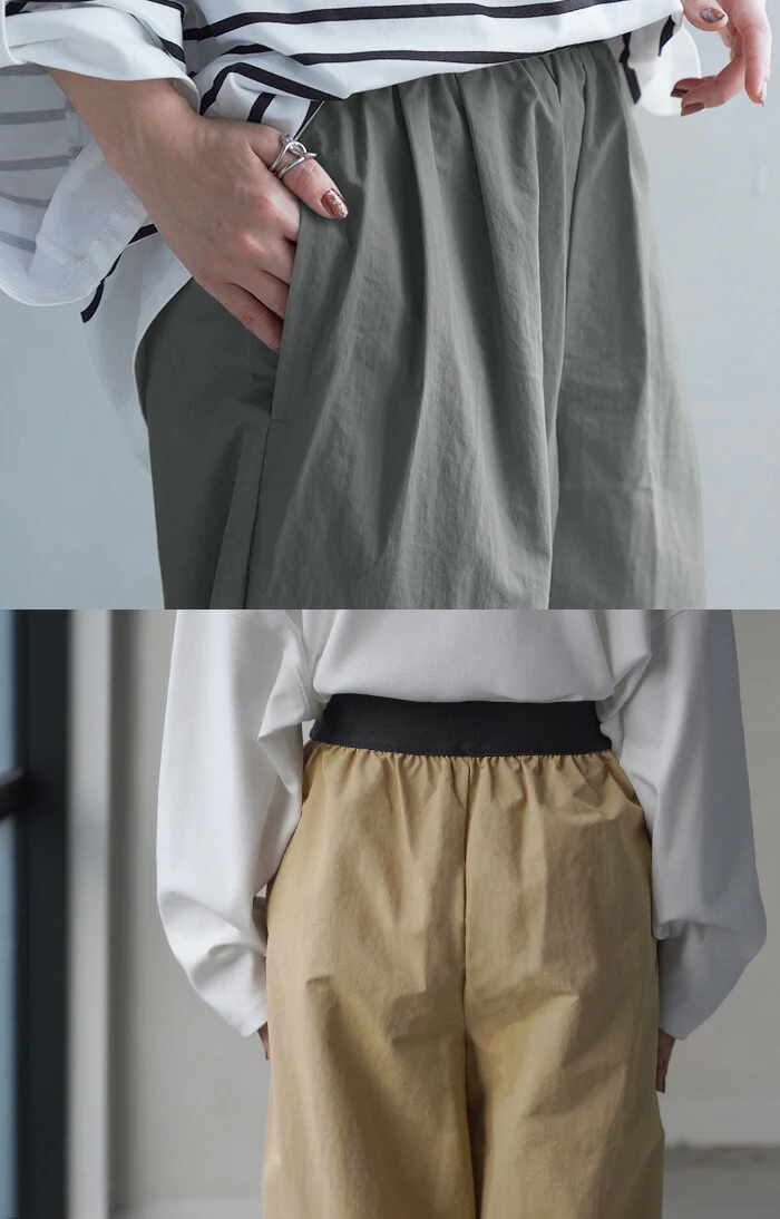 【特別価格】 パンツ ワイド 撥水 ナイロン タックパンツ レディース 軽量 シワになりにくい タック ワイドパンツ ロング イージーパンツ 体型カバー ボトムス ストレート ズボン ゆったり ハイウエスト 美脚 大きいサイズ 体型カバー 雨 黒 グレー 春 夏 HUG.U - Image 21