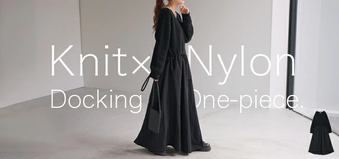 ワンピース 異素材MIX ドッキング ワンピ ロング ロングワンピース レディース マキシワンピース マキシ ニット ニットワンピース ナイロン ナイロンワンピース Aライン フレア Vネック 無地 長袖 きれいめ 大きいサイズ 体型カバー 黒 春 夏 HUG.U - Image 25