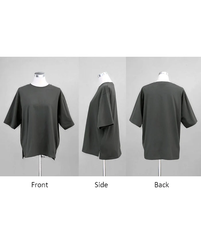 Tシャツ UVカット 接触 冷感 レディース トップス 半袖 カットソー ロング ティーシャツ チュニック 遮熱 吸水 速乾 クルーネック 長い ドルマン ドルマンスリーブ ゆったり 無地 体型カバー お尻が隠れる 大きいサイズ おしゃれ 白 黒 春 夏 HUG.U メール便 - Image 22