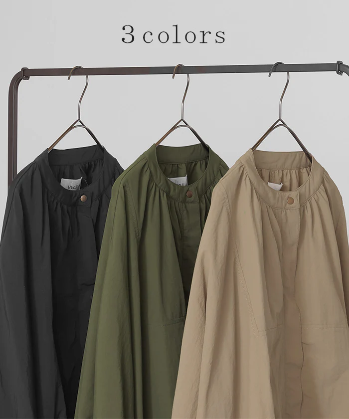 ジャケット ブルゾン 軽量 微 撥水 レディース ■一部7月上旬入荷 アウター ロング コート ドルマン チュニック お尻が隠れる 羽織 ボリュームスリーブ 長袖 無地 ノーカラー ギャザー コクーン オーバー 雨 雨の日 大きいサイズ 体型カバー 黒 ベージュ 春 夏 HUG.U - Image 10