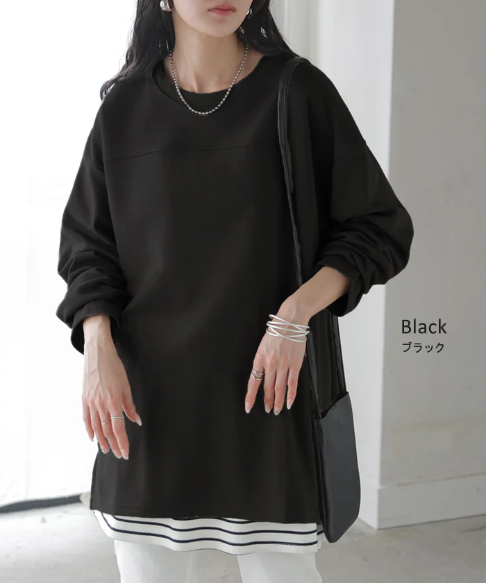 ロンT ポンチ 防汚 レディース トップス ロング 長袖 Tシャツ カットソー ティーシャツ フットボールT チュニック クルーネック コットンポンチ カラバリ ストレッチ 長い ゆったり 無地 体型カバー お尻が隠れる 大きいサイズ おしゃれ 白 黒 秋 冬 HUG.U - Image 22