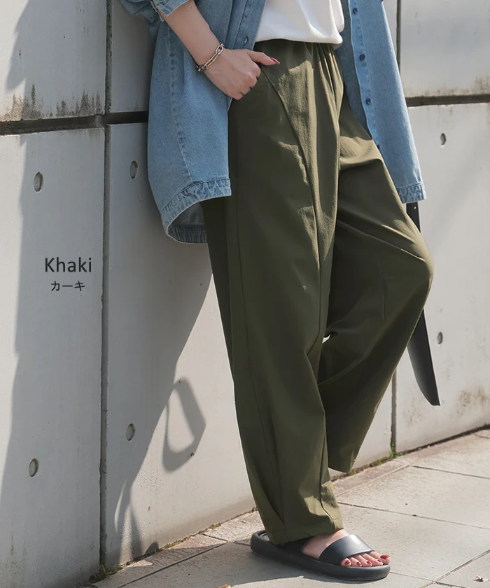 パンツ カーブパンツ ワイド レディース ボトムス ボトム シワになりにくい ストレッチ ハイウエスト テーパード タック ウエストゴム 無地 軽量 軽い ロング ロングパンツ カーブ ライン コクーン 大きいサイズ 体型カバー 黒 グレー 春 夏 HUG.U - Image 16