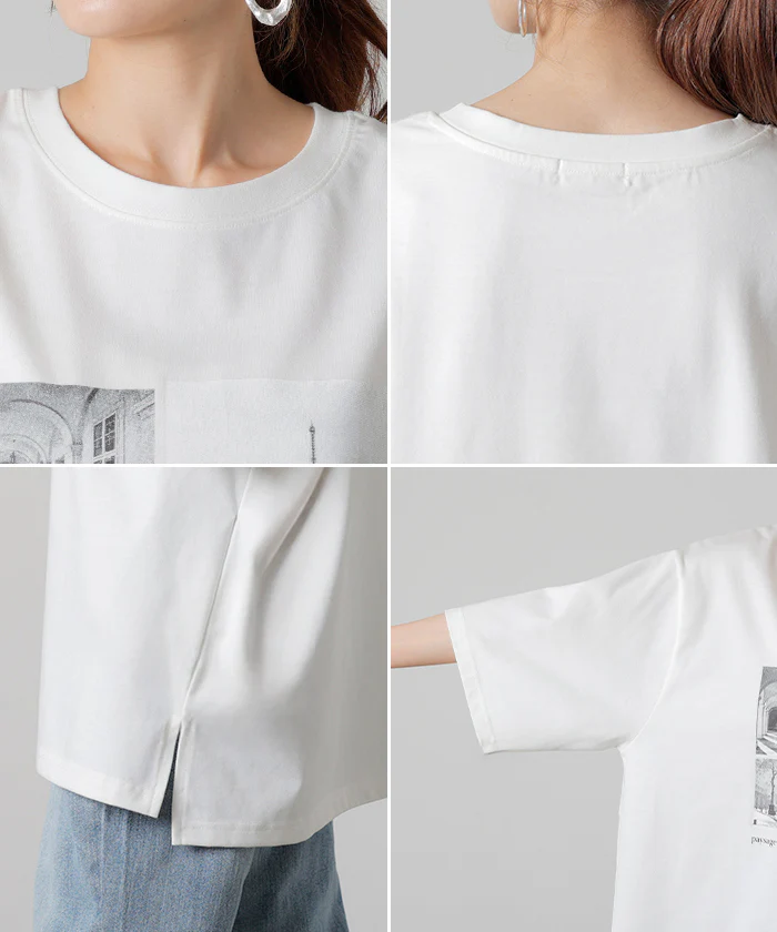 Tシャツ ロゴ 接触冷感 ＵＶカット トップス レディース 半袖 プリント カットソー ロング ティーシャツ フォトT チュニック ビッグ プラスサイズ クルーネック 長い ドルマン ゆったり 無地 体型カバー お尻が隠れる 大きいサイズ 白 黒 春 夏 HUG.U メール便 - Image 26