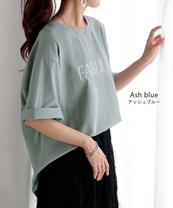 Tシャツ ロゴ 接触冷感 UVカット トップス レディース 半袖 プリント カットソー ロング ティーシャツ チュニック ビッグ プラスサイズ クルーネック 長い ドルマン ゆったり 無地 体型カバー お尻が隠れる 大きいサイズ 白 黒 春 夏 HUG.U メール便 - Image 15