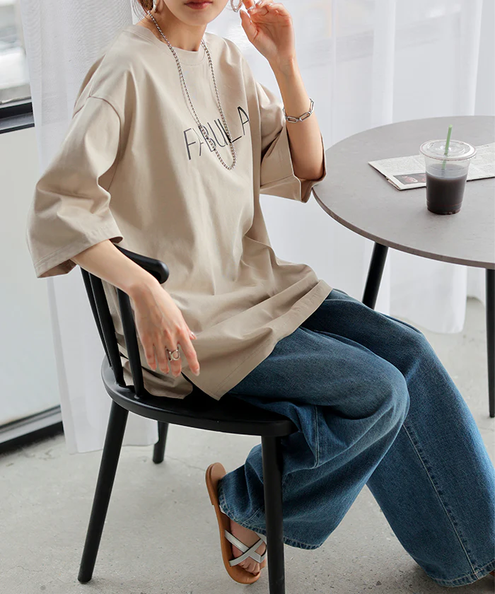アウトレット Tシャツ ロゴ 接触冷感 ＵＶカット トップス レディース 半袖 プリント カットソー ロング ティーシャツ チュニック ビッグ プラスサイズ クルーネック 長い ドルマン ゆったり 無地 体型カバー お尻が隠れる 大きいサイズ 白 黒 春 夏 HUG.U メール便 - Image 22