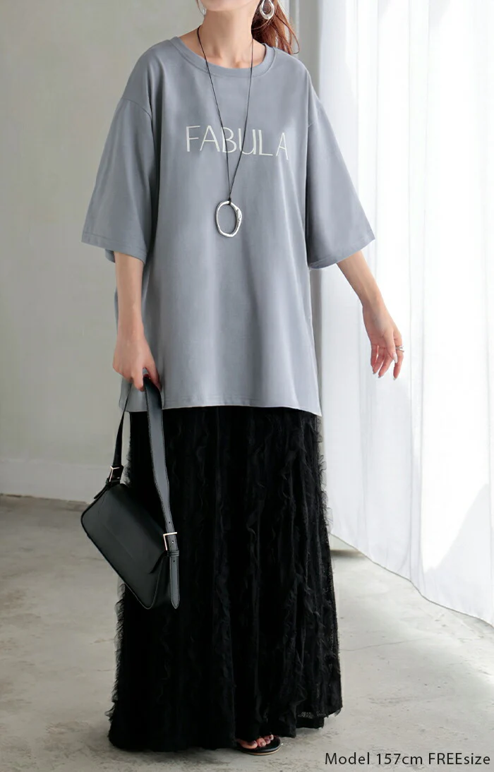アウトレット Tシャツ ロゴ 接触冷感 ＵＶカット トップス レディース 半袖 プリント カットソー ロング ティーシャツ チュニック ビッグ プラスサイズ クルーネック 長い ドルマン ゆったり 無地 体型カバー お尻が隠れる 大きいサイズ 白 黒 春 夏 HUG.U メール便 - Image 25