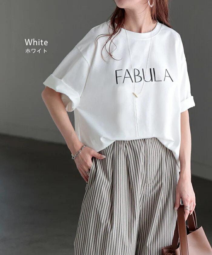 アウトレット Tシャツ ロゴ 接触冷感 ＵＶカット トップス レディース 半袖 プリント カットソー ロング ティーシャツ チュニック ビッグ プラスサイズ クルーネック 長い ドルマン ゆったり 無地 体型カバー お尻が隠れる 大きいサイズ 白 黒 春 夏 HUG.U メール便 - Image 5
