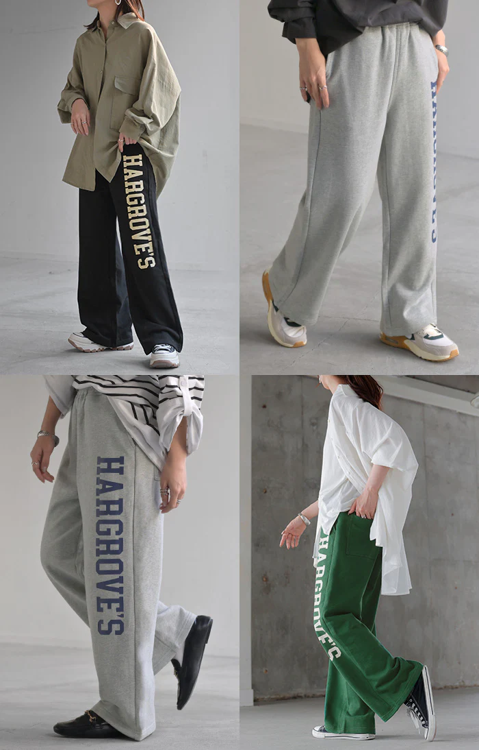 【夏セール】 パンツ ロゴ スウェット レディース スウェットパンツ ワイド ワイドパンツ ロング ロングパンツ 体型カバー ボトムス ボトム ストレート ズボン ゆったり ハイウエスト ストレッチ 綿100% 美脚 スエット 大きいサイズ 黒 グレー 春 夏 HUG.U - Image 21