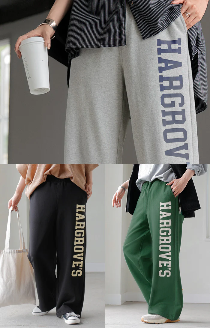 【夏セール】 パンツ ロゴ スウェット レディース スウェットパンツ ワイド ワイドパンツ ロング ロングパンツ 体型カバー ボトムス ボトム ストレート ズボン ゆったり ハイウエスト ストレッチ 綿100% 美脚 スエット 大きいサイズ 黒 グレー 春 夏 HUG.U - Image 9
