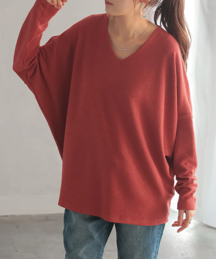 ロンT ドルマン トップス レディース 長袖 Tシャツ カットソー ロング ティーシャツ プルオーバー ビッグ プラスサイズ Vネック 長い リブ ドルマンスリーブ 体型カバー 大きいサイズ ストレッチ 楽ちん おしゃれ 白 黒 春 夏 HUG.U メール便 - Image 43
