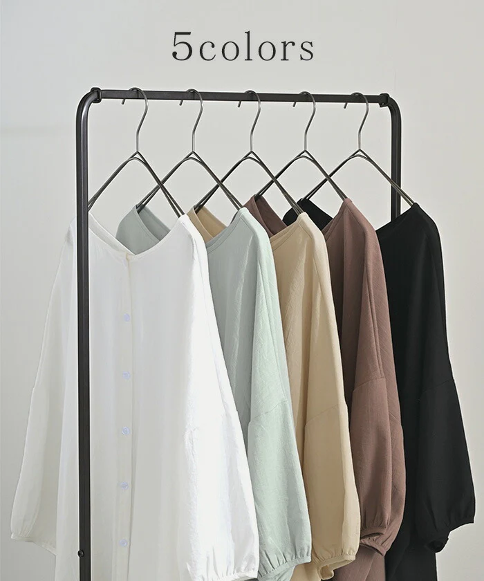 ブラウス 前後2WAY シャツ レディース ノーカラー ■一部7月上旬入荷 トップス バンドカラー ロング ロングシャツ チュニック 半袖 無地 羽織 ライトアウター きれいめ 羽織 Vネック クルーネック ゆったり 大きいサイズ 体型カバー お尻が隠れる 白 黒 春 夏 HUG.U メール便 - Image 10