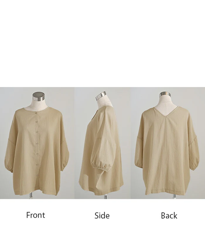 ブラウス 前後2WAY シャツ レディース ノーカラー ■一部7月上旬入荷 トップス バンドカラー ロング ロングシャツ チュニック 半袖 無地 羽織 ライトアウター きれいめ 羽織 Vネック クルーネック ゆったり 大きいサイズ 体型カバー お尻が隠れる 白 黒 春 夏 HUG.U メール便 - Image 23
