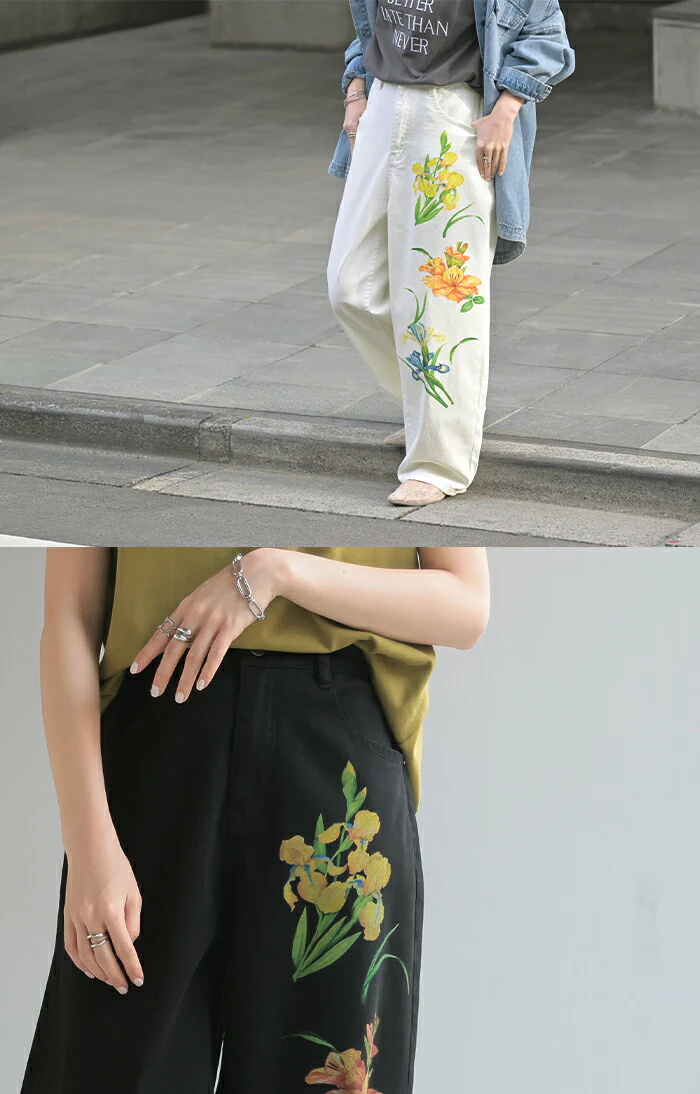 【特別価格】 パンツ デニム チノ 花柄 レディース ワイドパンツ ワイド デニムパンツ ジーンズ ジーパン 体型カバー ボトムス ボトム コクーン バルーン ズボン ゆったり ハイウエスト 伸びる ゴム ストレッチ 美脚 大きいサイズ 黒 カーキ 春 夏 HUG.U - Image 21