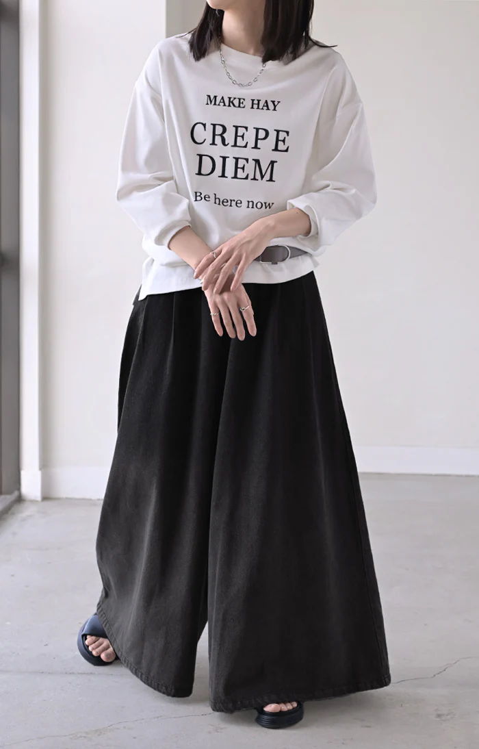 パンツ 超ワイド グラデ デニム レディース デニムパンツ ワイド ワイドパンツ タック ロング ロングパンツ 体型カバー ボトムス ボトム ジーンズ ジーパン ズボン ゆったり ハイウエスト ゴム グラデーション 大きいサイズ 黒 ブルー 春 夏 HUG.U - Image 9