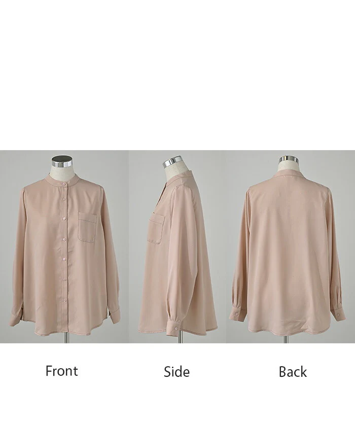 シャツ レディース シアー トップス ノーカラー バンドカラー ブラウス ロング ロングシャツ チュニック 配色 ステッチ 長袖 無地 羽織 ライトアウター きれいめ ゆったり オーバーサイズ 大きいサイズ 体型カバー お尻が隠れる 黒 白 春 夏 HUG.U メール便 - Image 23