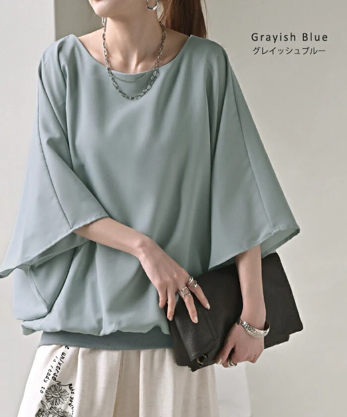 シャツ レディース インナー 付 トップス ノーカラー バンドカラー シフォン ブラウス リブ ロング ロングシャツ チュニック 半袖 無地 きれいめ ゆったり 大きいサイズ 体型カバー お尻が隠れる 二の腕カバー きれいめ 黒 白 春 夏 HUG.U - Image 11
