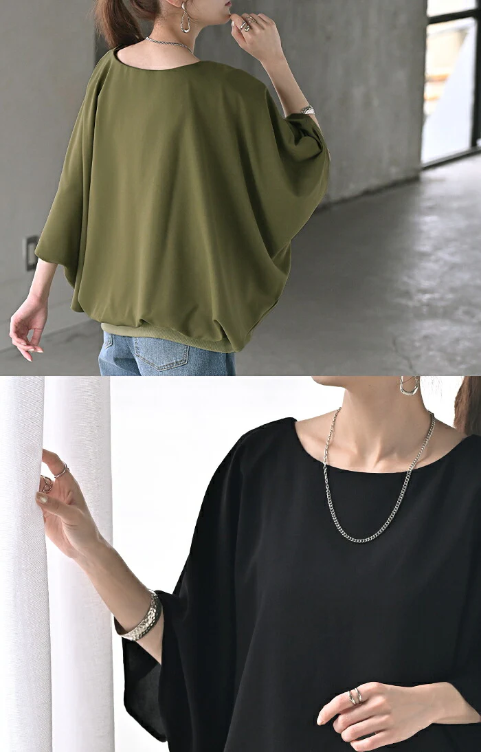 シャツ レディース インナー 付 トップス ノーカラー バンドカラー シフォン ブラウス リブ ロング ロングシャツ チュニック 半袖 無地 きれいめ ゆったり 大きいサイズ 体型カバー お尻が隠れる 二の腕カバー きれいめ 黒 白 春 夏 HUG.U - Image 17