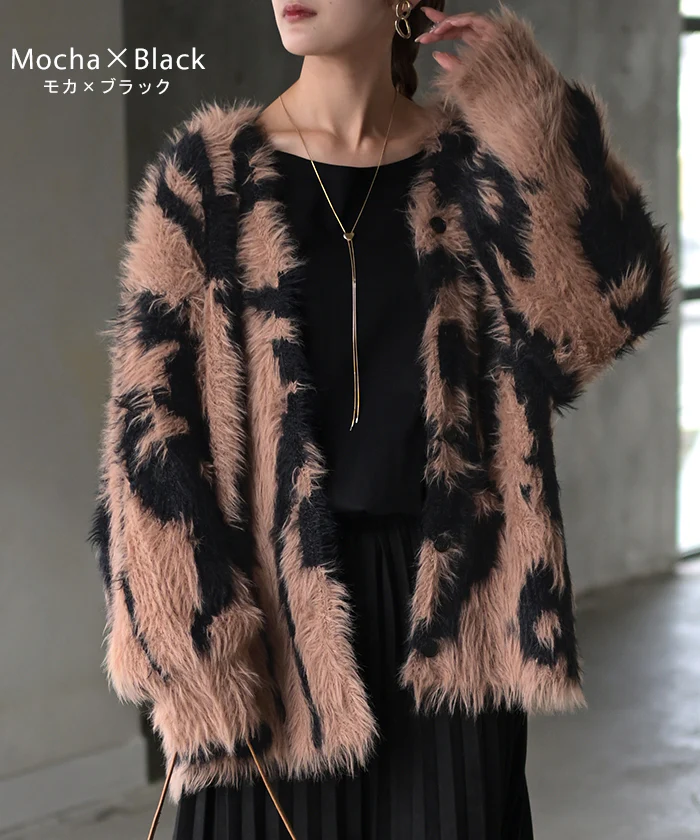 ニット カーディガン シャギー ニュアンス 柄 レディース カーデ トップス ロング セーター ニットカーディガン Vネック 羽織 あったか 長袖 長い レイヤード ゆったり 大きいサイズ 体型カバー お尻が隠れる カジュアル おしゃれ 黒 グレー 秋 冬 HUG.U - Image 17
