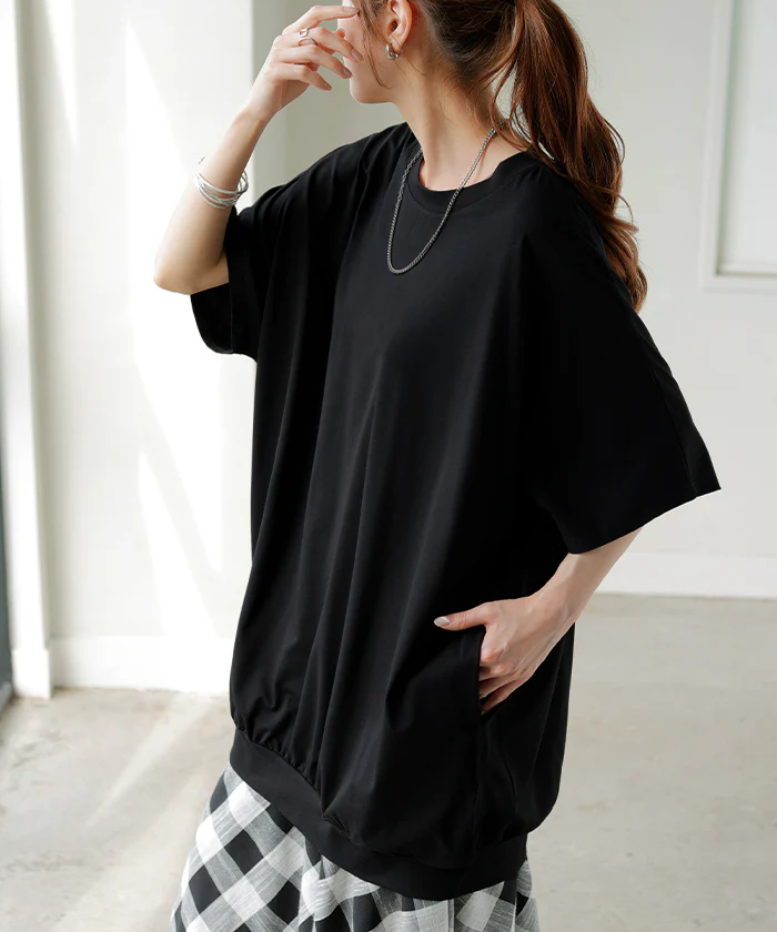 【夏セール】 Tシャツ レディース 接触 冷感 トップス 半袖 カットソー ロング ティーシャツ チュニック クルーネック 長い ドルマン 二の腕カバー ドルマンスリーブ ストレッチ ゆったり 無地 体型カバー お尻が隠れる 大きいサイズ おしゃれ 白 黒 春 夏 HUG.U メール便 - Image 28