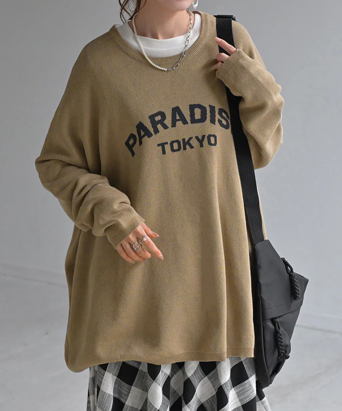 ニット ロゴ 綿100％ レディース トップス ロング ロングニット ロゴニット 長袖 ジャガード クルーネック リブ チュニック セーター プルオーバー ストレッチ お尻が隠れる 長い ゆったり オーバー 体型カバー 大きいサイズ 黒 白 春 夏 HUG.U - Image 26