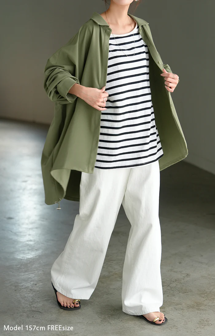 シャツ チュニック ロング レディース トップス ロングシャツ ブラウス ロングブラウス Vネック 長袖 無地 ドロスト ゆったり シンプル 大きいサイズ 体型カバー 前開き お尻が隠れる きれいめ 通勤 オフィスカジュアル 上品 黒 白 春 夏 HUG.U - Image 10