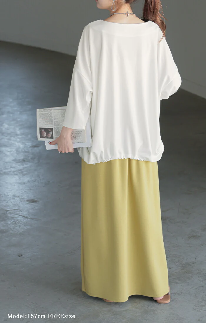 ロンT レディース トップス 長袖 Tシャツ カットソー ロング ティーシャツ チュニック ビッグ プラスサイズ クルーネック 長い ドルマン シワになりにくい ゆったり 無地 体型カバー お尻が隠れる 大きいサイズ おしゃれ 白 黒 春 夏 HUG.U メール便 - Image 18