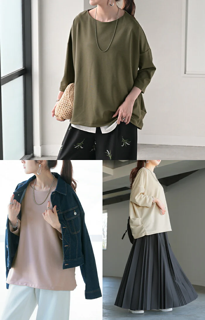 ロンT レディース トップス 長袖 Tシャツ カットソー ロング ティーシャツ チュニック ビッグ プラスサイズ クルーネック 長い ドルマン シワになりにくい ゆったり 無地 体型カバー お尻が隠れる 大きいサイズ おしゃれ 白 黒 春 夏 HUG.U メール便 - Image 21