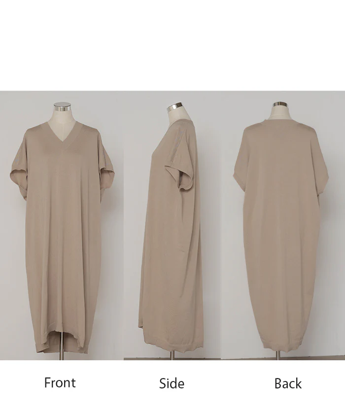 【夏セール】 ワンピース サマーニット 深V ニット ワンピ セーター ■一部7月中旬入荷 レディース ニットワンピース ニットワンピ ロング ロングワンピース 半袖 マキシ シンプル Vネック ドルマン ドルマンスリーブ 無地 大きいサイズ 体型カバー きれいめ 黒 白 春 夏 HUG.U - Image 25