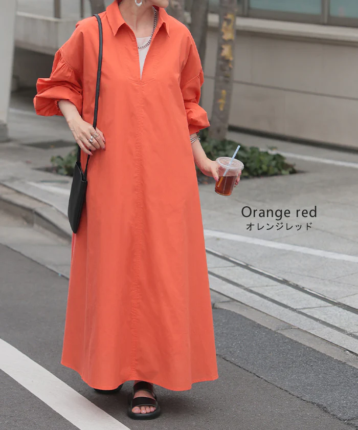 【夏セール】 ワンピース 接触冷感 スキッパー ロング ロングワンピース ■一部7月中旬入荷 シャツワンピース シャツワンピ レディース 長袖 ノーカラー ドルマン 無地 シャツ ポケット ワンピ マキシ フレア Aライン レイヤード ゆったり おしゃれ 体型カバー 大きいサイズ 白 黒 春 夏 - Image 12