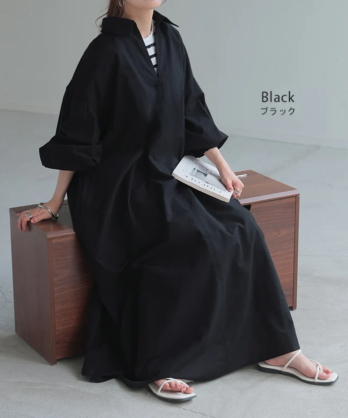 【夏セール】 ワンピース 接触冷感 スキッパー ロング ロングワンピース ■一部7月中旬入荷 シャツワンピース シャツワンピ レディース 長袖 ノーカラー ドルマン 無地 シャツ ポケット ワンピ マキシ フレア Aライン レイヤード ゆったり おしゃれ 体型カバー 大きいサイズ 白 黒 春 夏 - Image 16