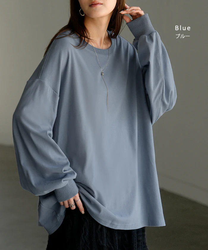 ロンT 「選べるネック。」 ボーダー トップス レディース 長袖 Tシャツ カットソー ロング ティーシャツ チュニック ビッグ Vネック クルーネック 長い ドルマン ゆったり 無地 体型カバー お尻が隠れる 大きいサイズ おしゃれ 赤 黒 春 夏 HUG.U - Image 20