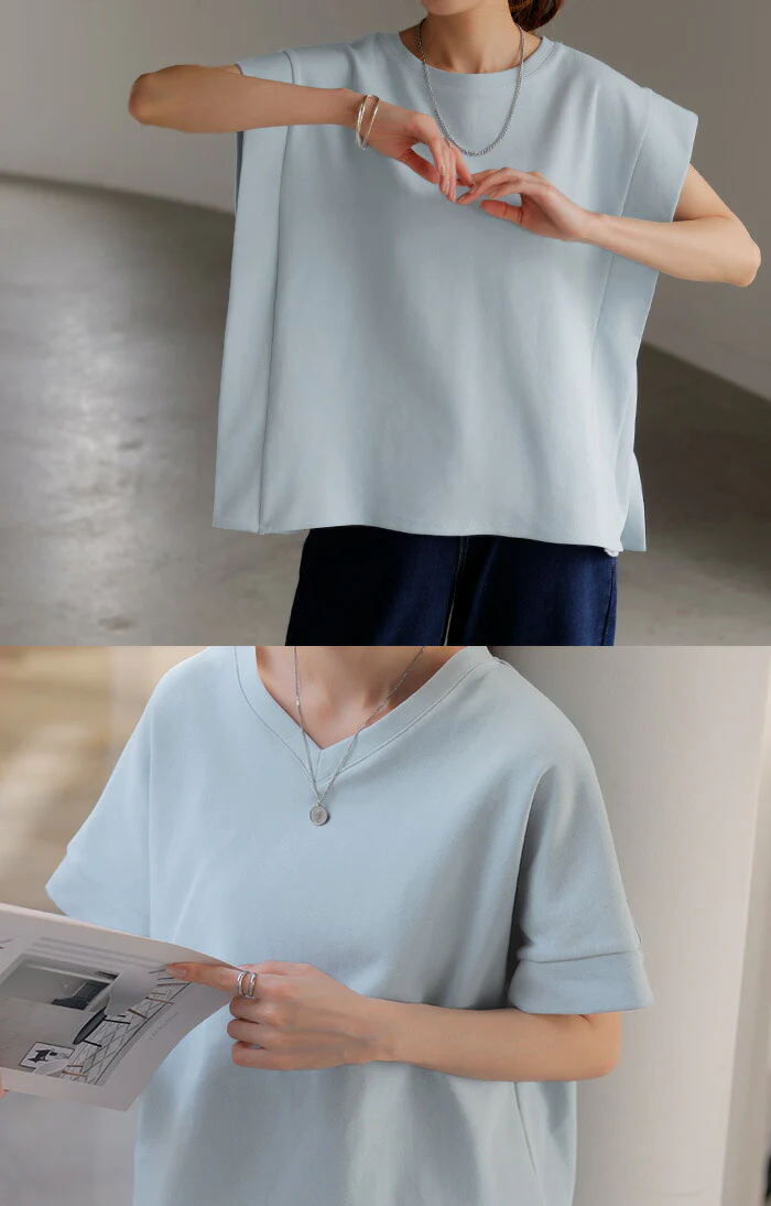 【夏セール】 Tシャツ ボックス袖 レディース トップス カットソー ティーシャツ ロング フレンチスリーブ 二の腕カバー 綿 クルーネック ビッグ 体型カバー 半袖 大きいサイズ ゆったり 無地 ストレッチ きれいめ 白 黒 春 夏 HUG.U メール便 - Image 16