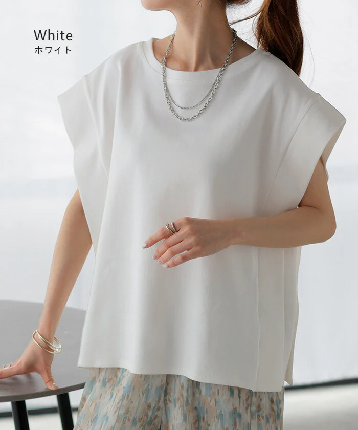【夏セール】 Tシャツ ボックス袖 レディース トップス カットソー ティーシャツ ロング フレンチスリーブ 二の腕カバー 綿 クルーネック ビッグ 体型カバー 半袖 大きいサイズ ゆったり 無地 ストレッチ きれいめ 白 黒 春 夏 HUG.U メール便 - Image 17