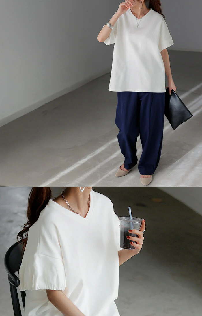 【夏セール】 Tシャツ ボックス袖 レディース トップス カットソー ティーシャツ ロング フレンチスリーブ 二の腕カバー 綿 クルーネック ビッグ 体型カバー 半袖 大きいサイズ ゆったり 無地 ストレッチ きれいめ 白 黒 春 夏 HUG.U メール便 - Image 18