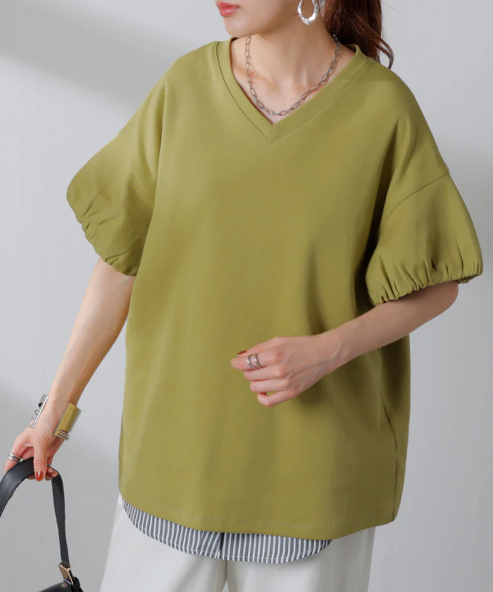 【夏セール】 Tシャツ ボックス袖 レディース トップス カットソー ティーシャツ ロング フレンチスリーブ 二の腕カバー 綿 クルーネック ビッグ 体型カバー 半袖 大きいサイズ ゆったり 無地 ストレッチ きれいめ 白 黒 春 夏 HUG.U メール便 - Image 33
