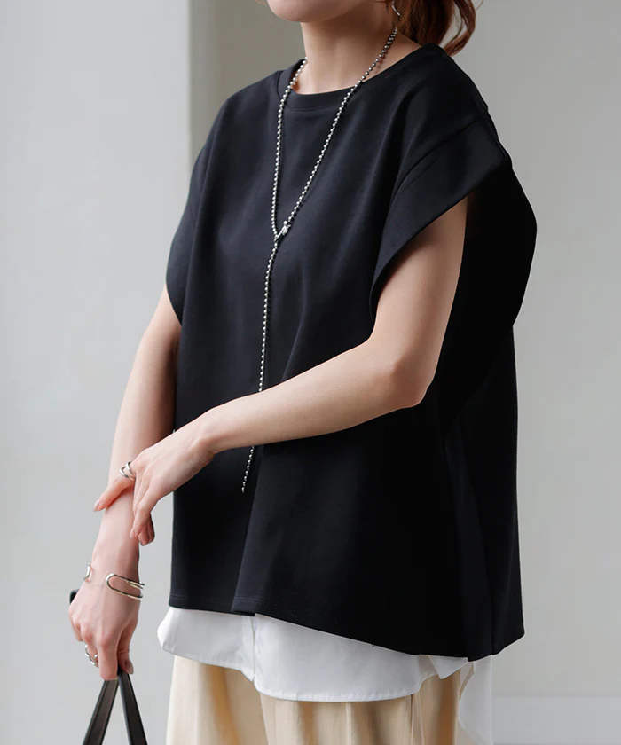 【夏セール】 Tシャツ ボックス袖 レディース トップス カットソー ティーシャツ ロング フレンチスリーブ 二の腕カバー 綿 クルーネック ビッグ 体型カバー 半袖 大きいサイズ ゆったり 無地 ストレッチ きれいめ 白 黒 春 夏 HUG.U メール便 - Image 38