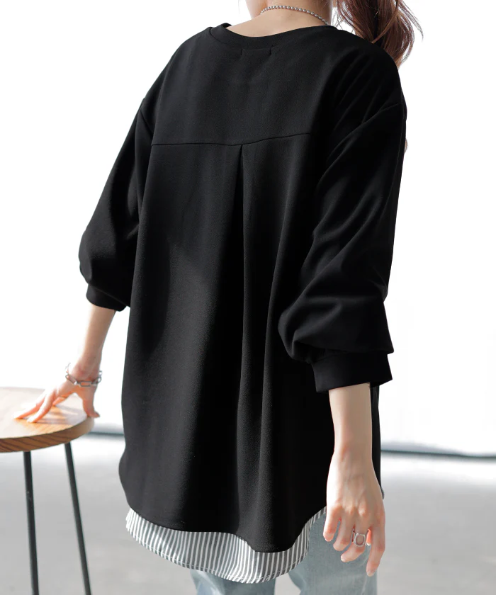 ロンT ブラウス レディース トップス ■一部7月中旬入荷 シャツ 長袖 Tシャツ カットソー ロング ティーシャツ チュニック プラスサイズ クルーネック 長い ドルマン ドルマンスリーブ ゆったり 無地 体型カバー お尻が隠れる 大きいサイズ おしゃれ 白 黒 春 夏 HUG.U - Image 24