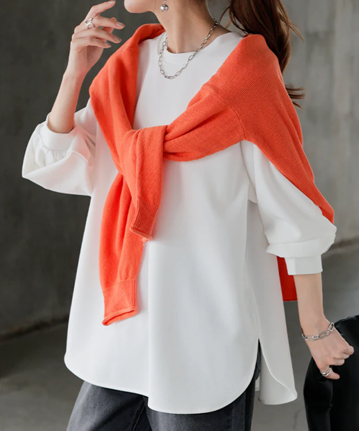 ロンT ブラウス レディース トップス ■一部7月中旬入荷 シャツ 長袖 Tシャツ カットソー ロング ティーシャツ チュニック プラスサイズ クルーネック 長い ドルマン ドルマンスリーブ ゆったり 無地 体型カバー お尻が隠れる 大きいサイズ おしゃれ 白 黒 春 夏 HUG.U - Image 37