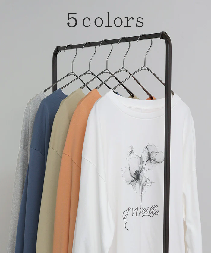 ロンT 花柄 ロゴ レディース トップス 長袖 プリント Tシャツ カットソー ロング ティーシャツ チュニック ビッグ プラスサイズ クルーネック 長い ドルマン ドルマンスリーブ ゆったり 無地 体型カバー お尻が隠れる 大きいサイズ 黒 春 夏 HUG.U メール便 - Image 11