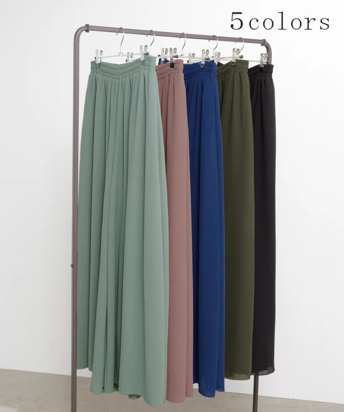 パンツ ワイド 選べる 2丈 シフォン ワイドパンツ ■一部7月上旬入荷 レディース ロング ロングパンツ 体型カバー ボトムス ボトム フレア ストレート ズボン ゆったり ゴム ハイウエスト 軽量 ストレッチ 美脚 大きいサイズ カジュアル 黒 青 春 夏 HUG.U - Image 8