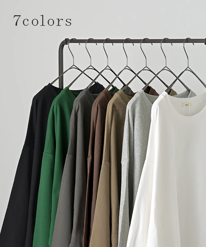 ロンT 選べる ネック 綿100% レディース トップス 長袖 Tシャツ ロング ストレッチ カットソー ジャージー チュニック 裏毛 Vネック クルーネック 長い ゆったり 無地 体型カバー お尻が隠れる 大きいサイズ おしゃれ 黒 白 秋 冬 HUG.U - Image 10